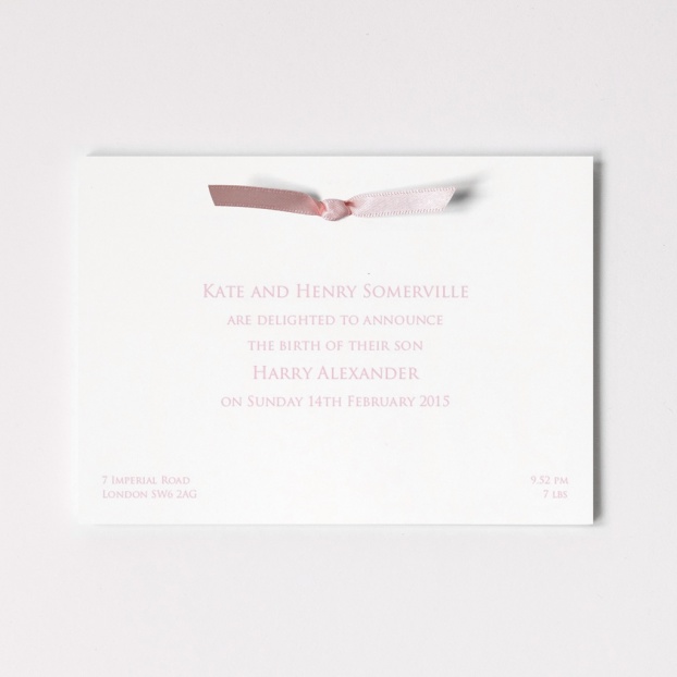 Birth Announcement Postcard With Ribbon